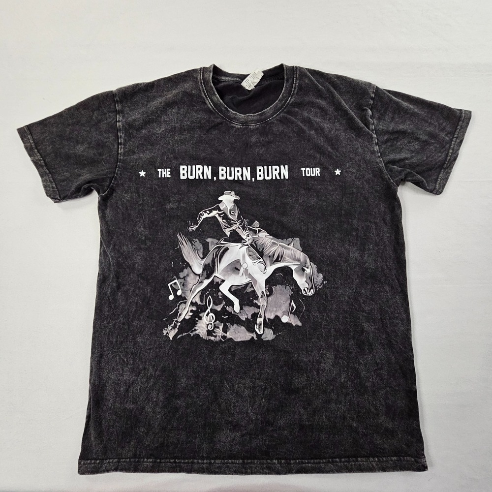 Zach Bryan Burn Burn Burn Tour 2023 Black Short Sleeve Cotton T-Shirt Men's L
